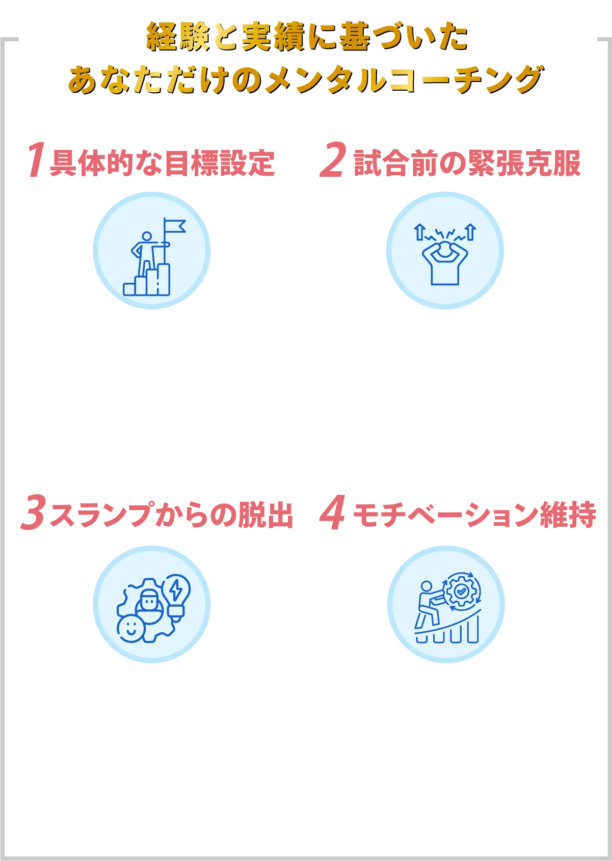 経験と実績に基づいたあなただけのメンタルコーチング